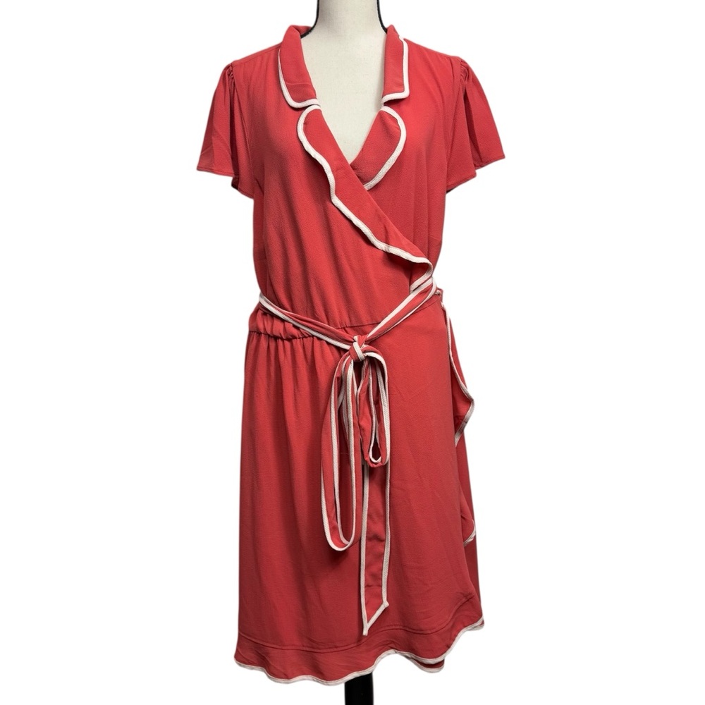 ModCloth Women's Plus 3X Daytime Wrap Dress‎ Coral Carnation Feminine Girly